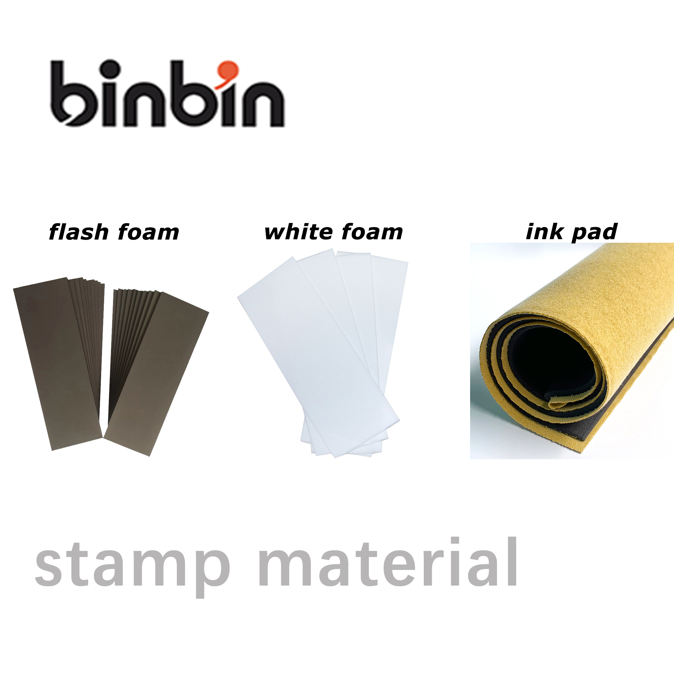 Three type of hot sale stamp material:falsh foam,ink pad,white foam