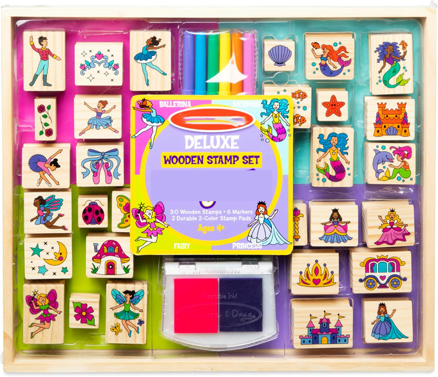 Wooden Stamp and Coloring Set – Fairy Tale 