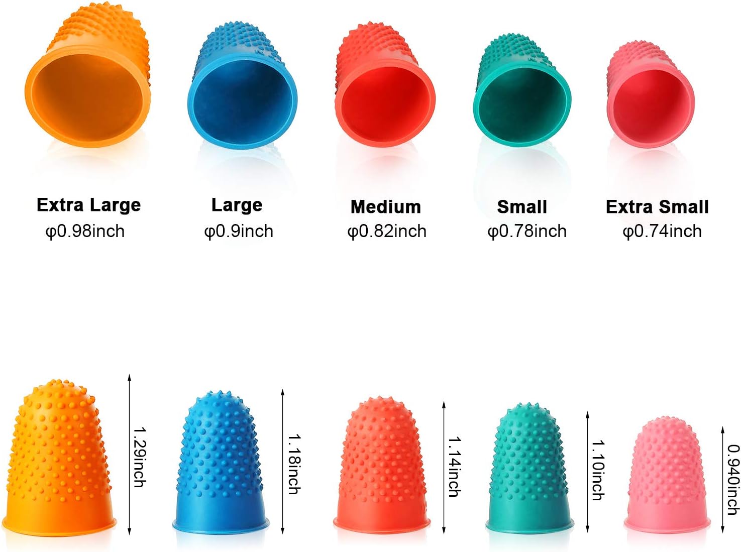 Rubber Finger Pads Tips Silicone Hot Finger Protectors Thimble Office Cover with Assorted Sizes for Counting 