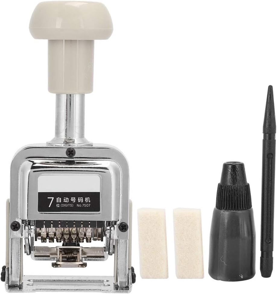 Numbering Stamp Automatic Bates Machine Numerator Machine,7 Digits,Stamps Print Kits