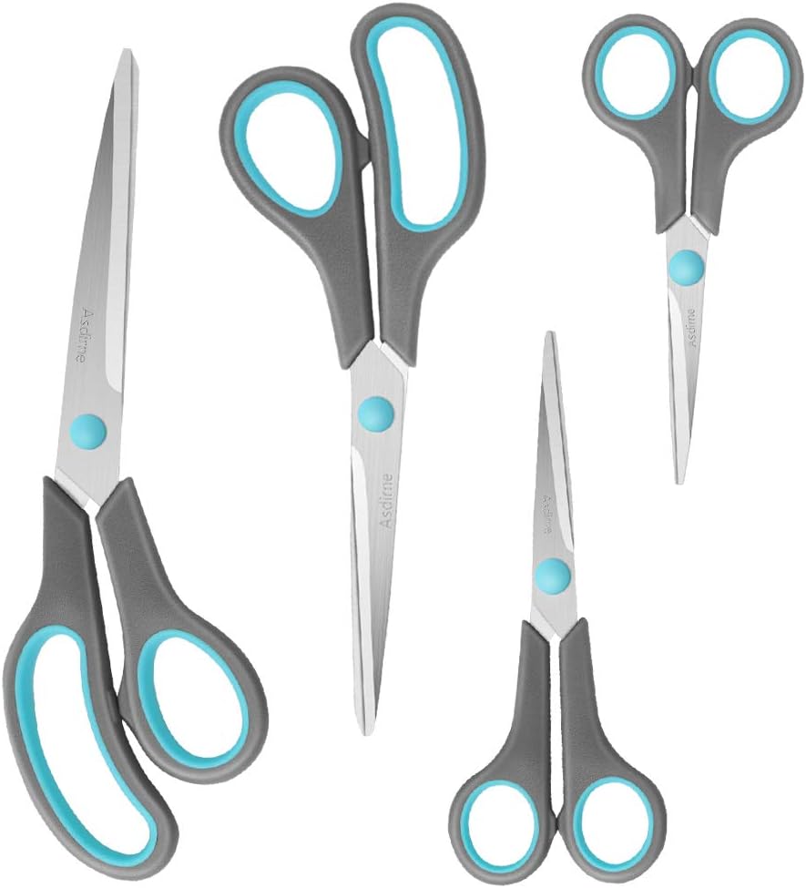 Scissors Set of 4, Premium Stainless Steel Razor Blades,Suitable for School, Office