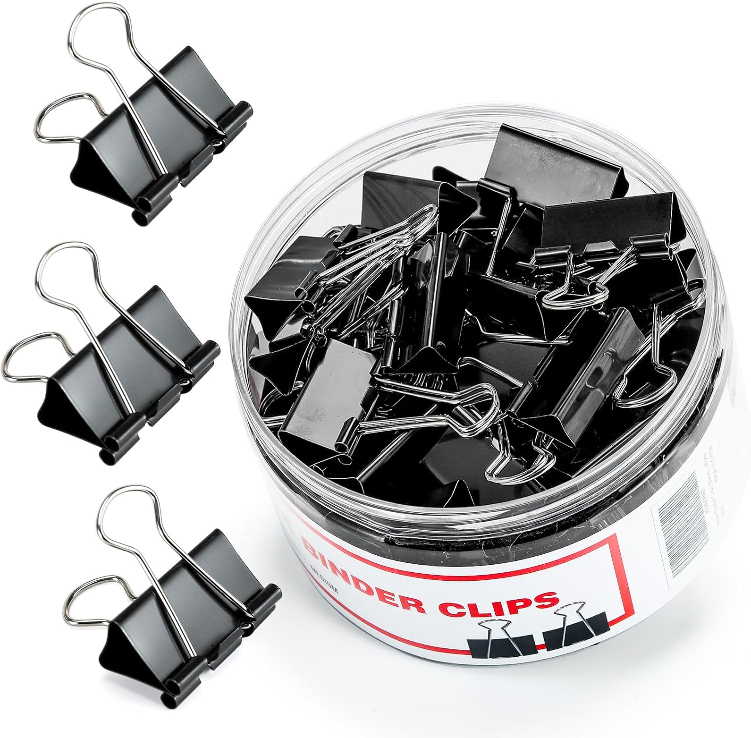 Binder Clips 1.25 Inches Office Clip with Container, Paper Binder Clip Office Supplies