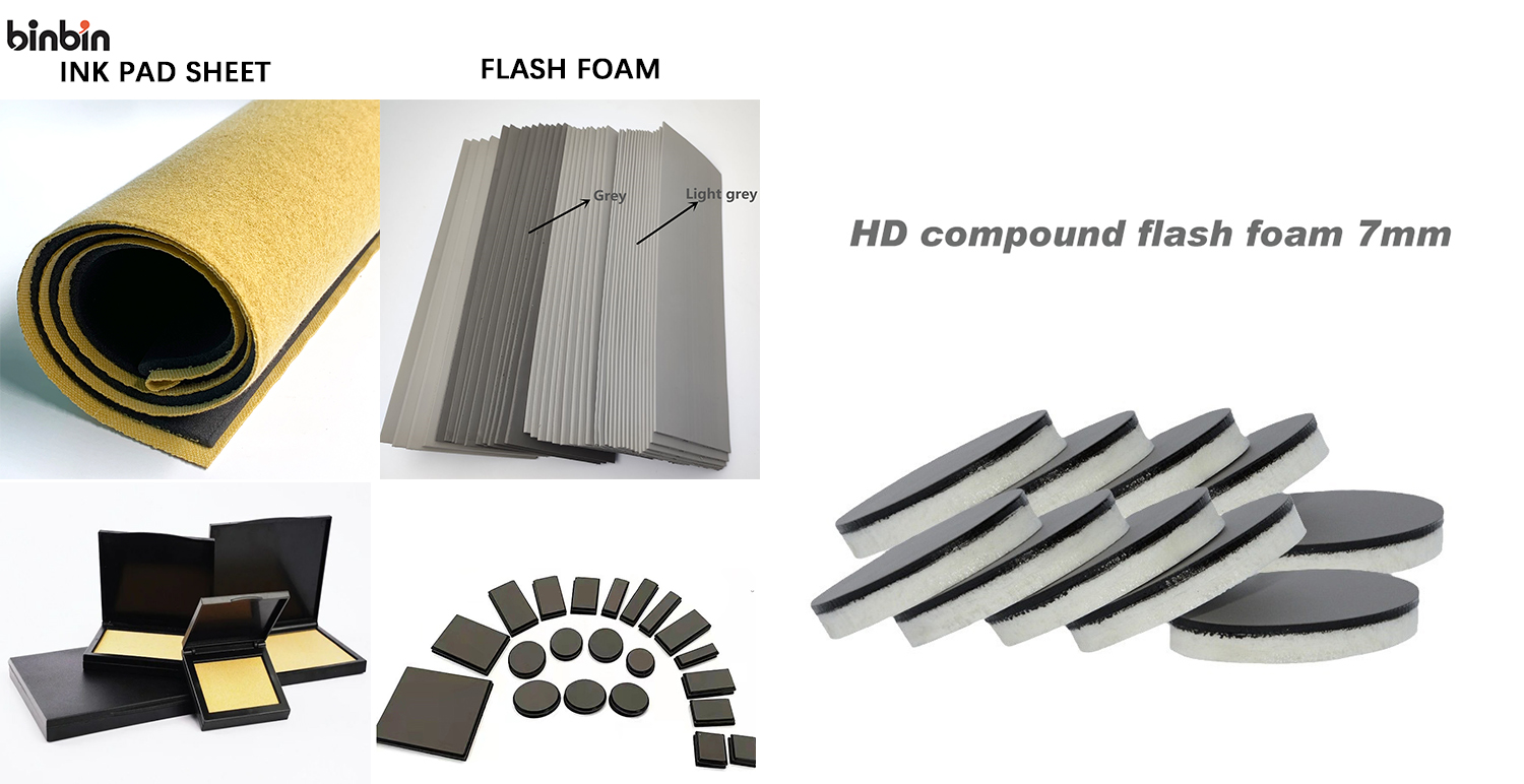 binbin  stamp material:falsh foam,ink pad,white foam