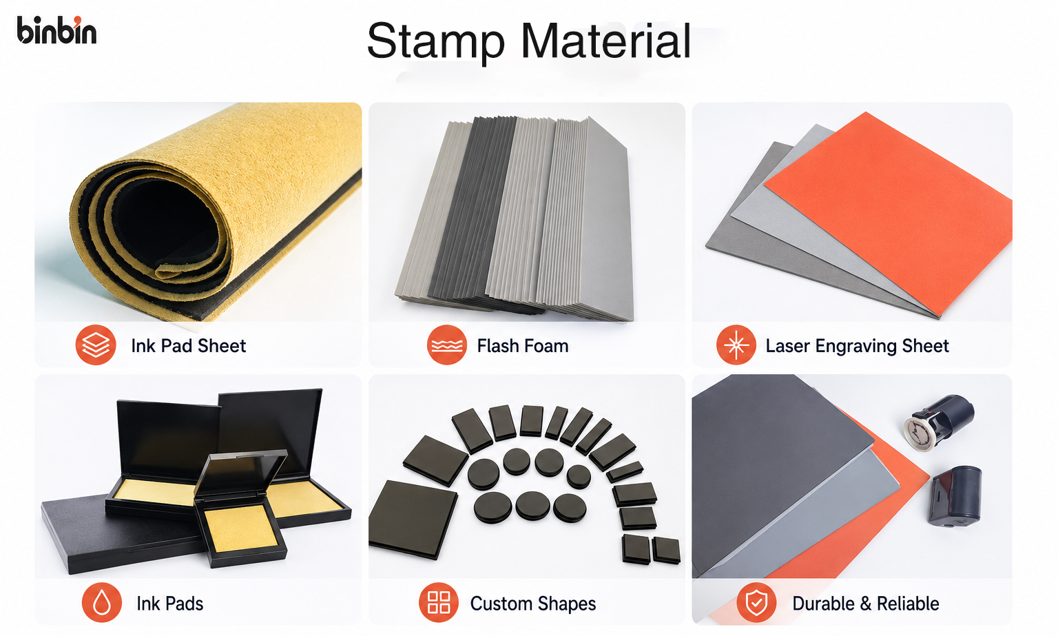 Binbin Hot-Sale Stamp Raw Materials — Ink Pad Sheet · Flash Foam · Laser Rubber Sheet